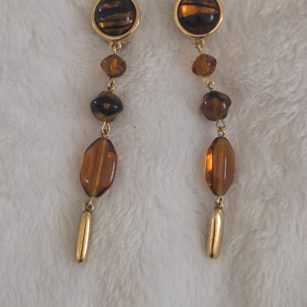 Givenchy Gold and Amber Dangle Earrings